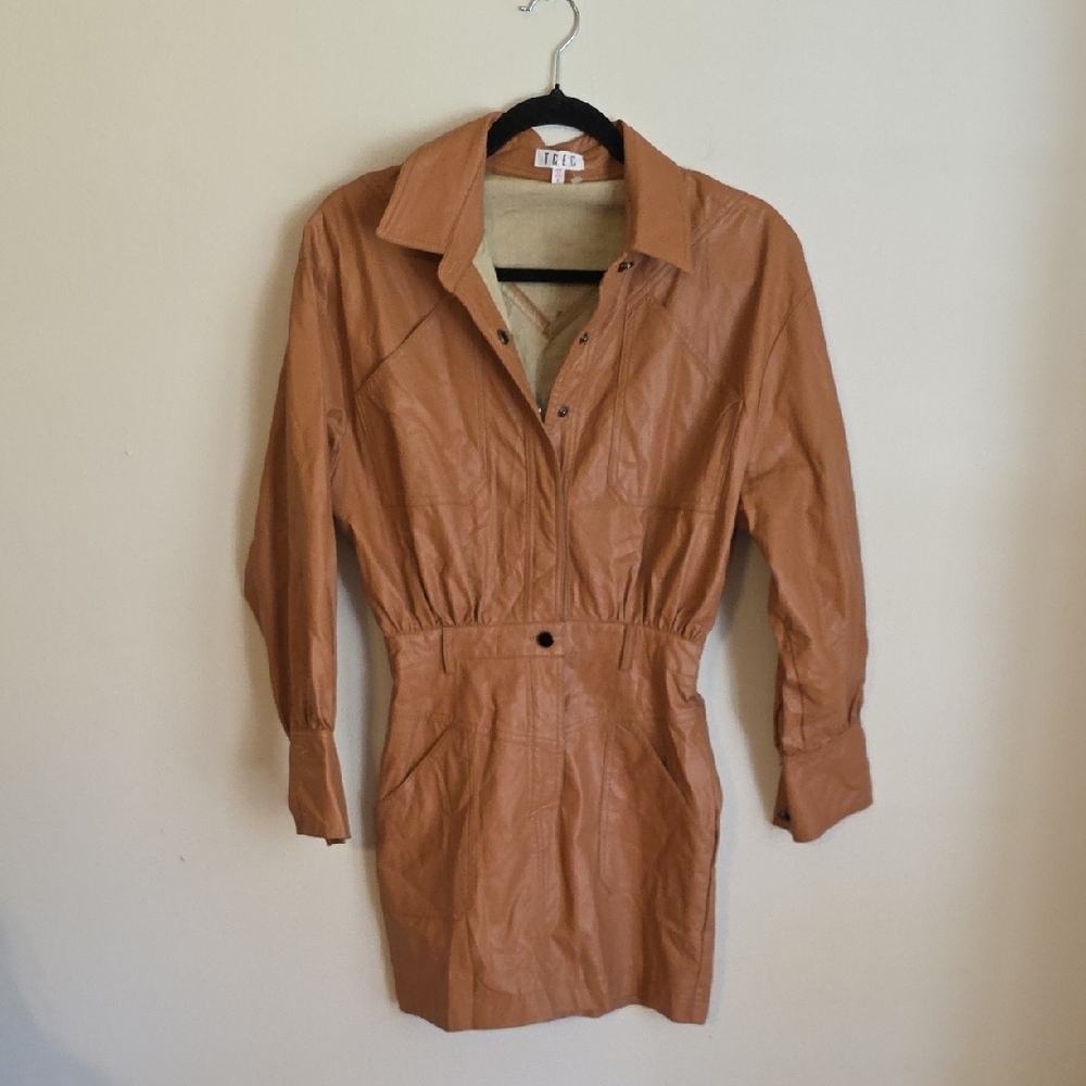 Tcec Women's Tan Pleather Mini Dress